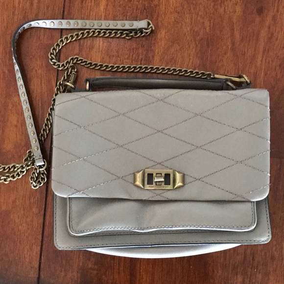 Rebecca Minkoff grey handbag Crossbody w/ gold - Picture 1 of 9